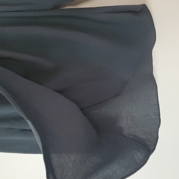 Rory Beca Grey Silk Blouse Top Size Small Collared Low Ruched Neckline - Picture 2 of 8